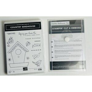 **RETIRED** Stampin Up: COUNTRY BIRDHOUSE Clear Mount Stamps & Dies